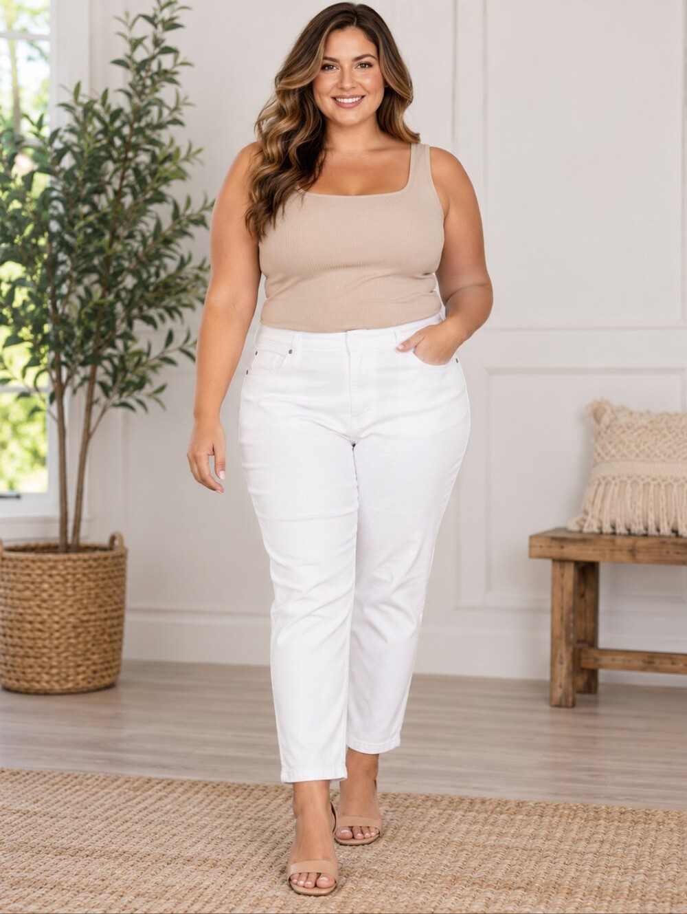 Y0039. Lands’ End Women’s Plus Size Jeans Size 20W White
